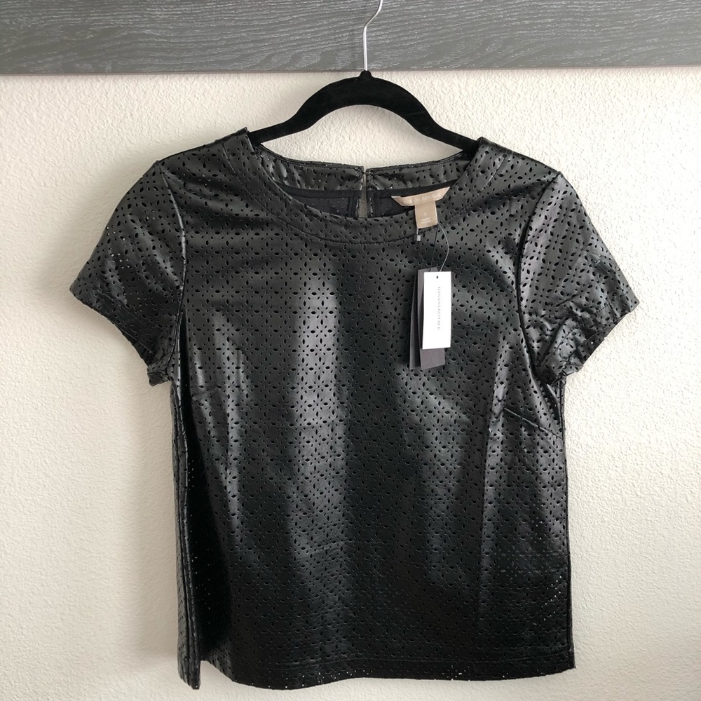 NWT Banana Republic faux leather black top size S
